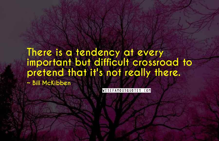 Bill McKibben Quotes: There is a tendency at every important but difficult crossroad to pretend that it's not really there.