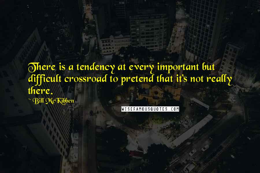 Bill McKibben Quotes: There is a tendency at every important but difficult crossroad to pretend that it's not really there.