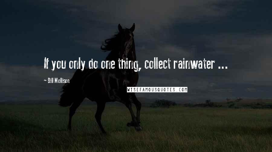 Bill Mollison Quotes: If you only do one thing, collect rainwater ...
