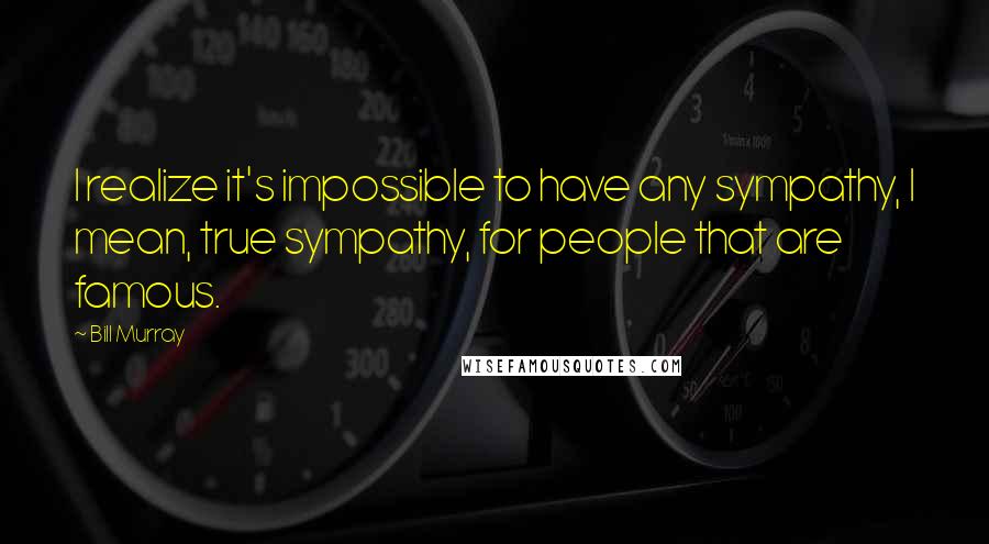 Bill Murray Quotes: I realize it's impossible to have any sympathy, I mean, true sympathy, for people that are famous.