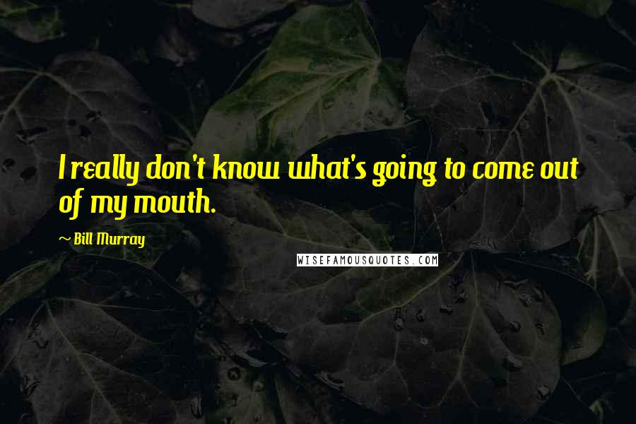 Bill Murray Quotes: I really don't know what's going to come out of my mouth.