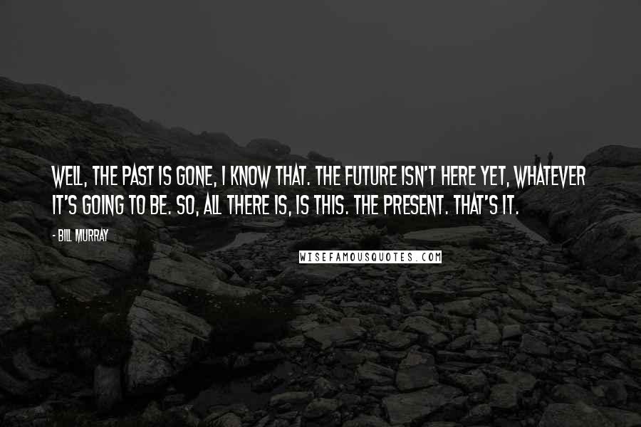 Bill Murray Quotes: Well, the past is gone, I know that. The future isn't here yet, whatever it's going to be. So, all there is, is this. The present. That's it.