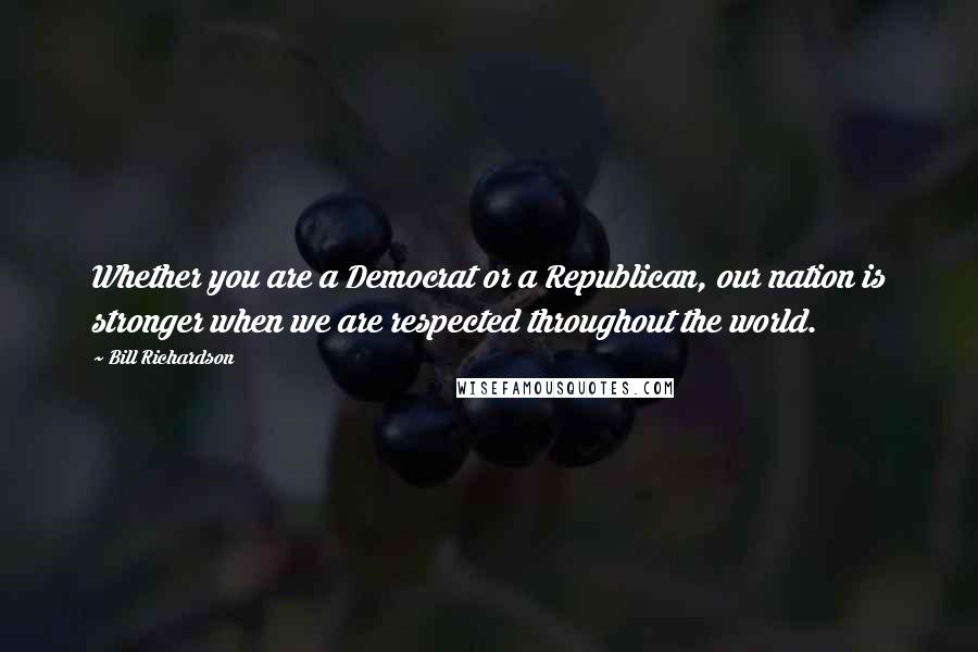 Bill Richardson Quotes: Whether you are a Democrat or a Republican, our nation is stronger when we are respected throughout the world.