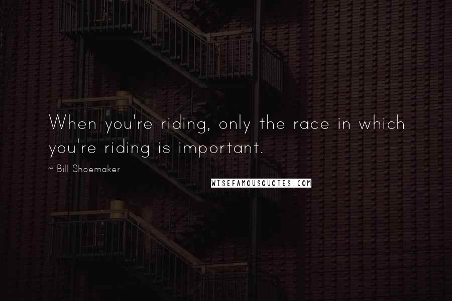 Bill Shoemaker Quotes: When you're riding, only the race in which you're riding is important.