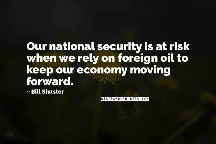 Bill Shuster Quotes: Our national security is at risk when we rely on foreign oil to keep our economy moving forward.