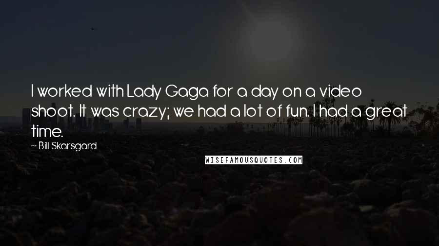 Bill Skarsgard Quotes: I worked with Lady Gaga for a day on a video shoot. It was crazy; we had a lot of fun. I had a great time.