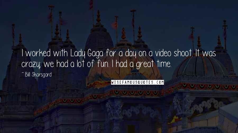 Bill Skarsgard Quotes: I worked with Lady Gaga for a day on a video shoot. It was crazy; we had a lot of fun. I had a great time.