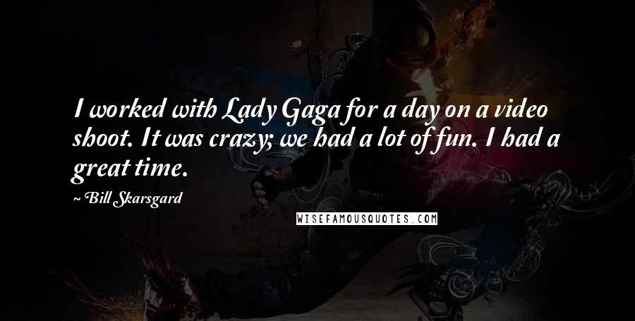 Bill Skarsgard Quotes: I worked with Lady Gaga for a day on a video shoot. It was crazy; we had a lot of fun. I had a great time.