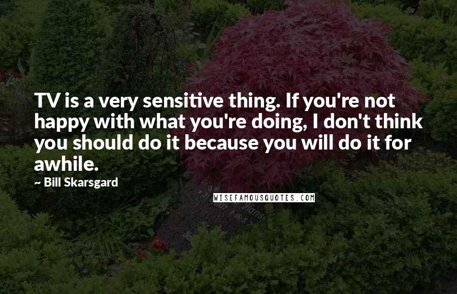 Bill Skarsgard Quotes: TV is a very sensitive thing. If you're not happy with what you're doing, I don't think you should do it because you will do it for awhile.