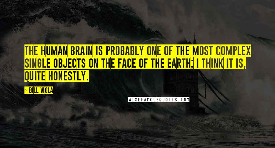 Bill Viola Quotes: The human brain is probably one of the most complex single objects on the face of the earth; I think it is, quite honestly.