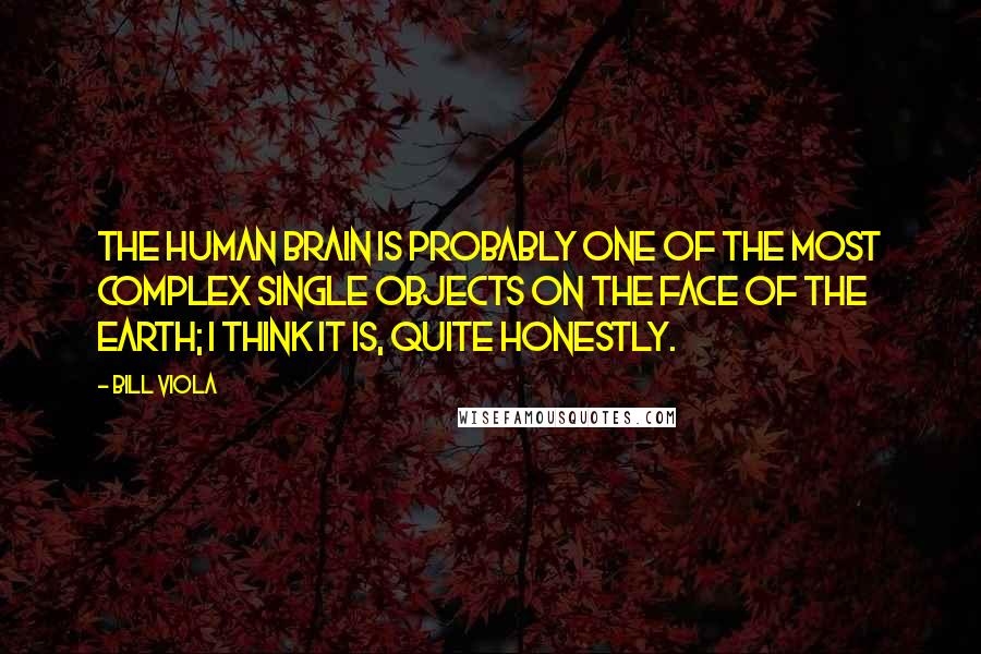 Bill Viola Quotes: The human brain is probably one of the most complex single objects on the face of the earth; I think it is, quite honestly.