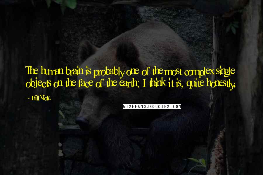 Bill Viola Quotes: The human brain is probably one of the most complex single objects on the face of the earth; I think it is, quite honestly.