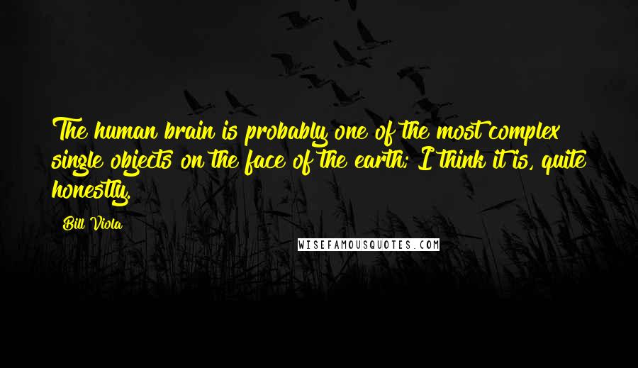 Bill Viola Quotes: The human brain is probably one of the most complex single objects on the face of the earth; I think it is, quite honestly.