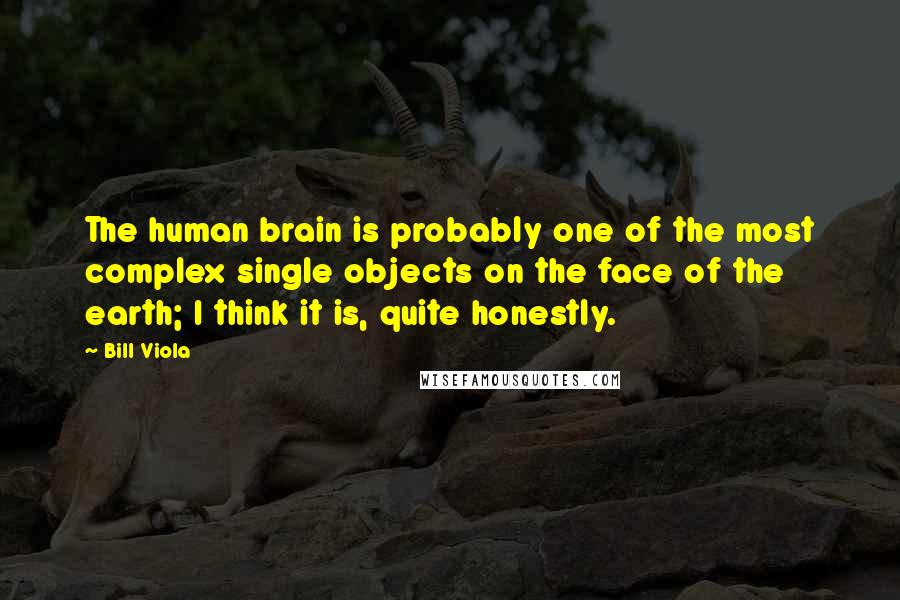 Bill Viola Quotes: The human brain is probably one of the most complex single objects on the face of the earth; I think it is, quite honestly.