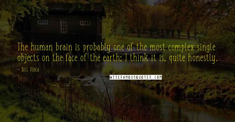 Bill Viola Quotes: The human brain is probably one of the most complex single objects on the face of the earth; I think it is, quite honestly.