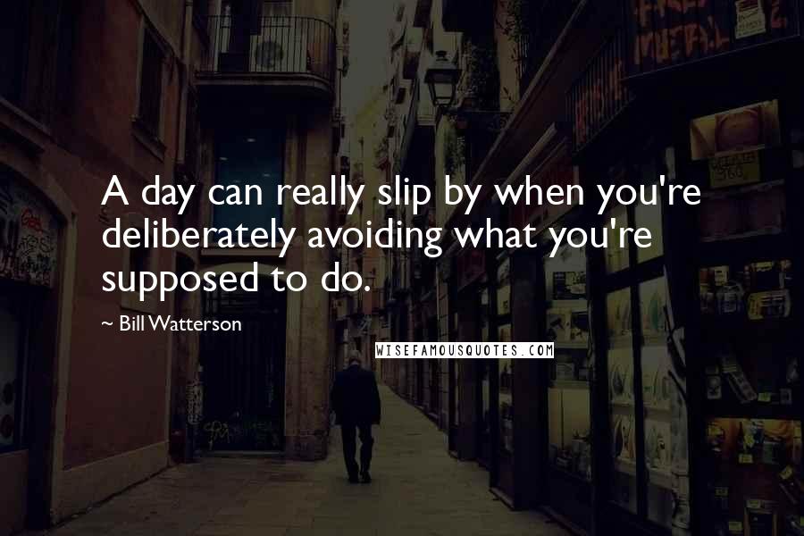 Bill Watterson Quotes: A day can really slip by when you're deliberately avoiding what you're supposed to do.
