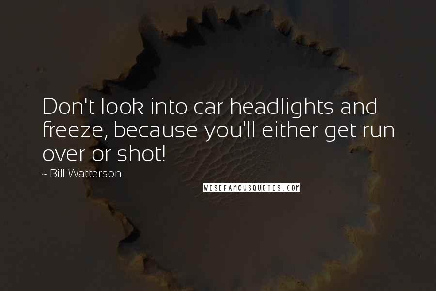 Bill Watterson Quotes: Don't look into car headlights and freeze, because you'll either get run over or shot!