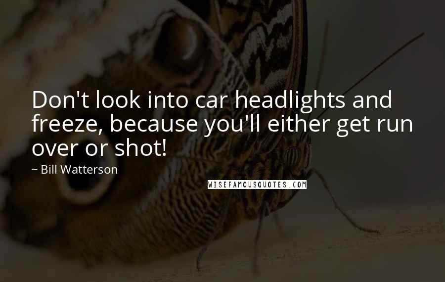 Bill Watterson Quotes: Don't look into car headlights and freeze, because you'll either get run over or shot!