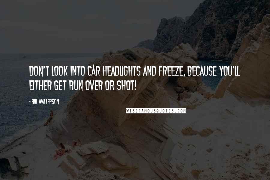 Bill Watterson Quotes: Don't look into car headlights and freeze, because you'll either get run over or shot!