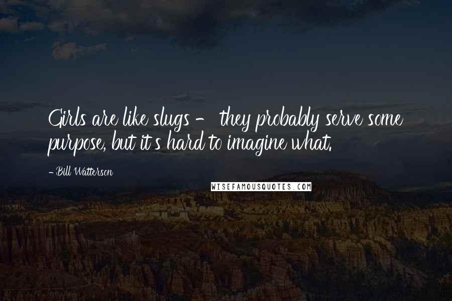 Bill Watterson Quotes: Girls are like slugs - they probably serve some purpose, but it's hard to imagine what.