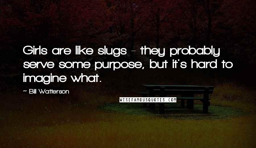 Bill Watterson Quotes: Girls are like slugs - they probably serve some purpose, but it's hard to imagine what.