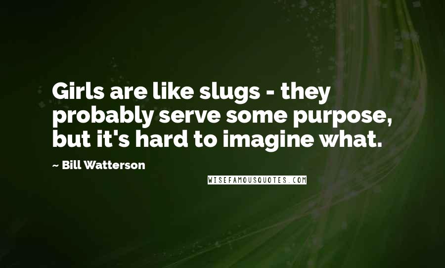 Bill Watterson Quotes: Girls are like slugs - they probably serve some purpose, but it's hard to imagine what.