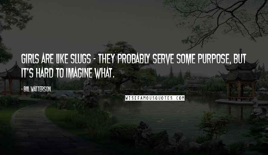 Bill Watterson Quotes: Girls are like slugs - they probably serve some purpose, but it's hard to imagine what.
