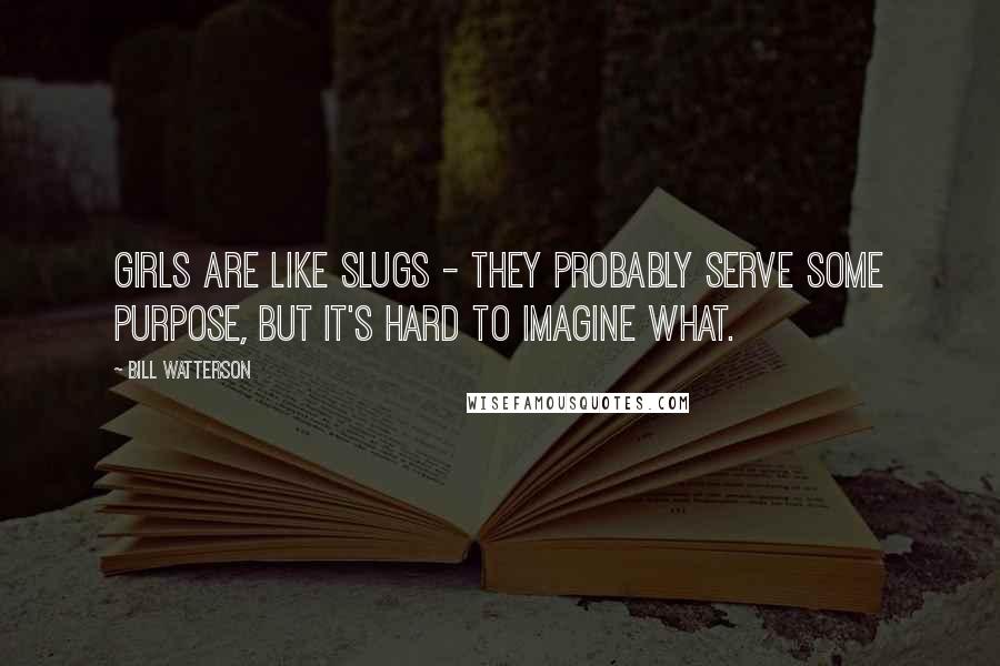 Bill Watterson Quotes: Girls are like slugs - they probably serve some purpose, but it's hard to imagine what.