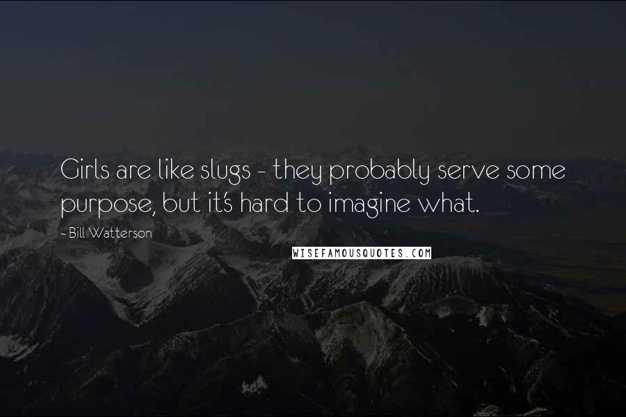 Bill Watterson Quotes: Girls are like slugs - they probably serve some purpose, but it's hard to imagine what.
