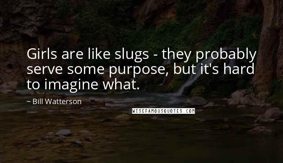 Bill Watterson Quotes: Girls are like slugs - they probably serve some purpose, but it's hard to imagine what.