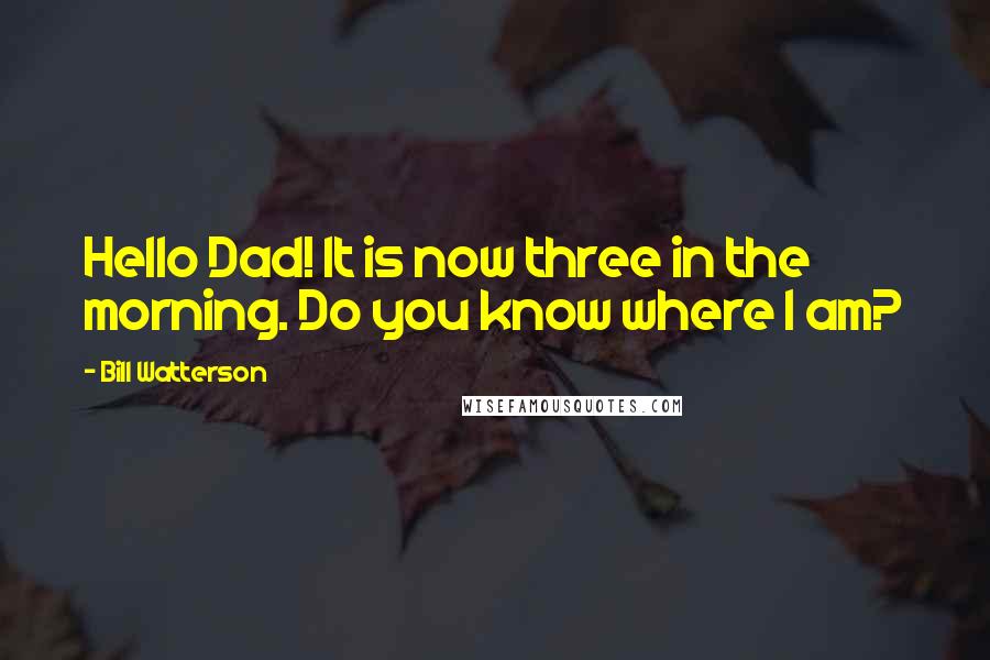 Bill Watterson Quotes: Hello Dad! It is now three in the morning. Do you know where I am?
