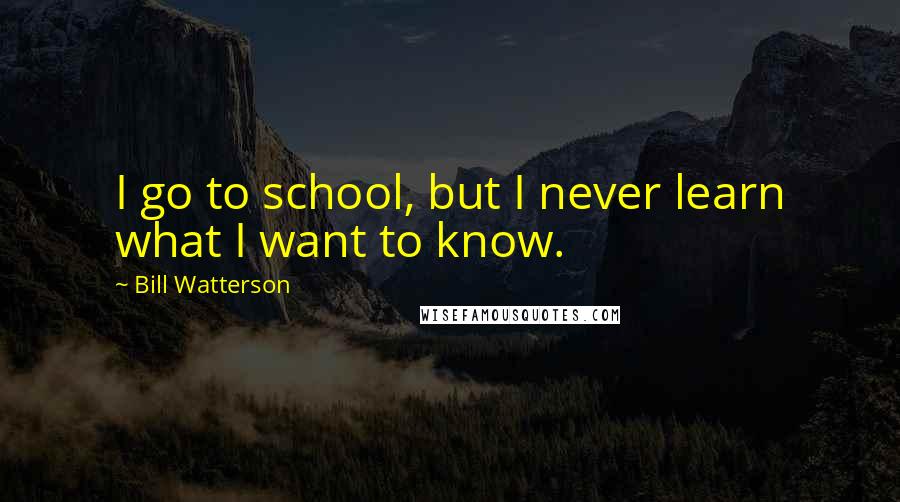 Bill Watterson Quotes: I go to school, but I never learn what I want to know.