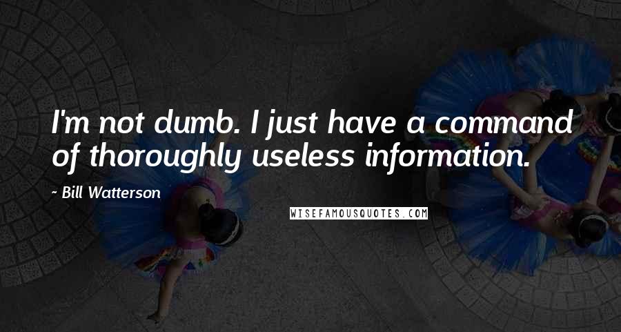 Bill Watterson Quotes: I'm not dumb. I just have a command of thoroughly useless information.