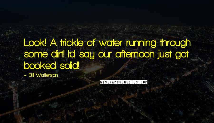 Bill Watterson Quotes: Look! A trickle of water running through some dirt! I'd say our afternoon just got booked solid!