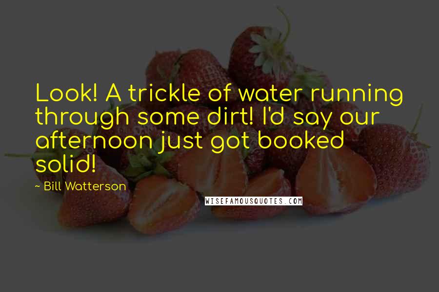 Bill Watterson Quotes: Look! A trickle of water running through some dirt! I'd say our afternoon just got booked solid!