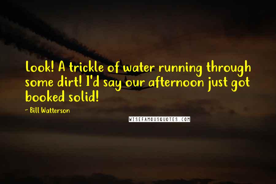 Bill Watterson Quotes: Look! A trickle of water running through some dirt! I'd say our afternoon just got booked solid!