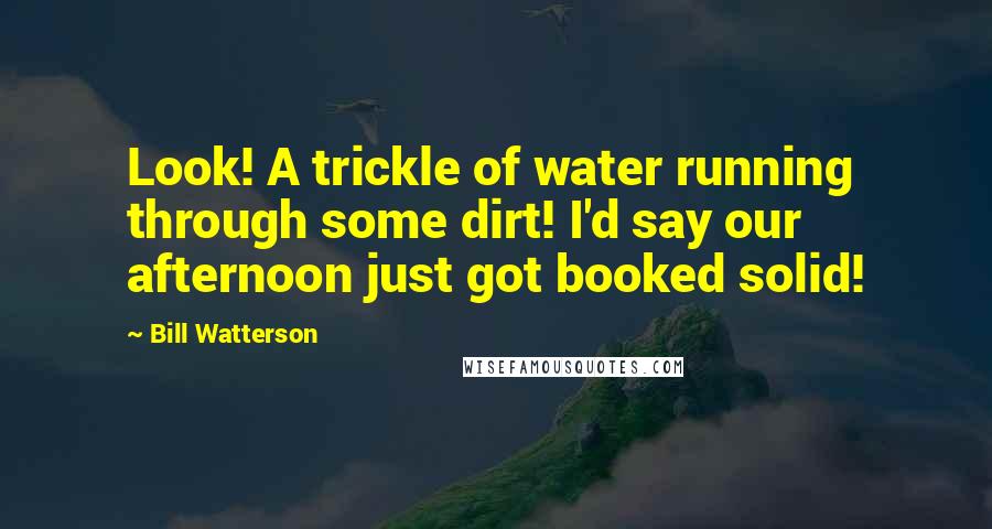 Bill Watterson Quotes: Look! A trickle of water running through some dirt! I'd say our afternoon just got booked solid!