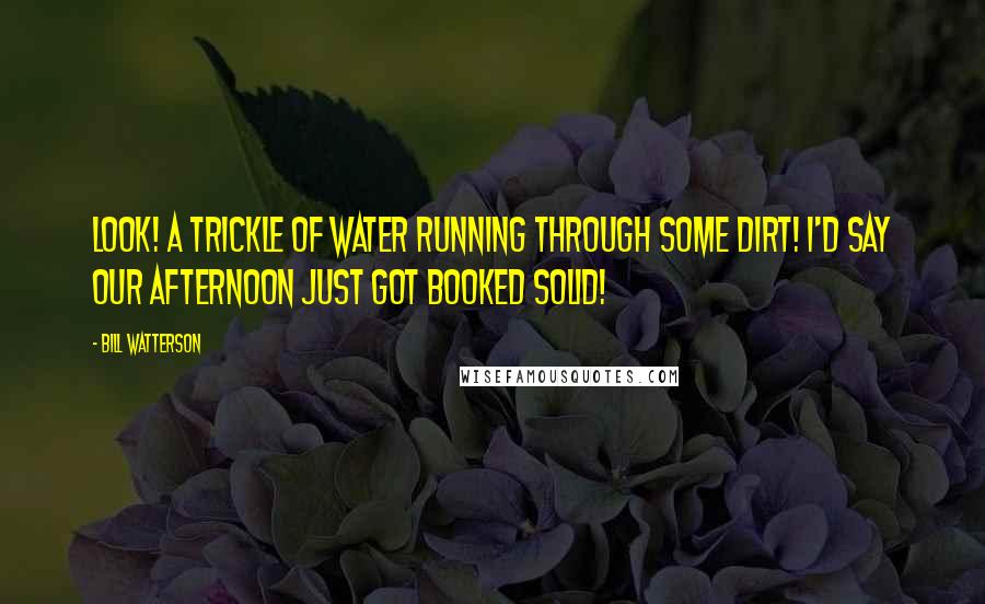 Bill Watterson Quotes: Look! A trickle of water running through some dirt! I'd say our afternoon just got booked solid!
