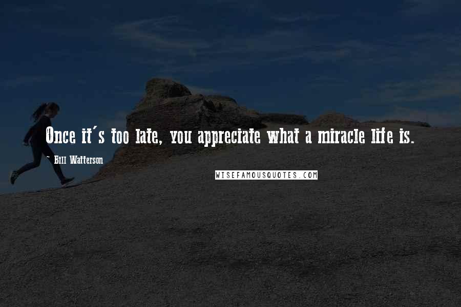 Bill Watterson Quotes: Once it's too late, you appreciate what a miracle life is.