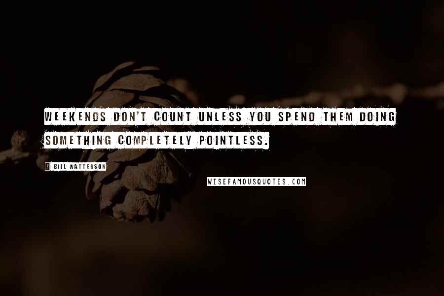 Bill Watterson Quotes: Weekends don't count unless you spend them doing something completely pointless.