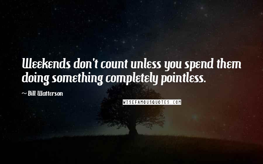 Bill Watterson Quotes: Weekends don't count unless you spend them doing something completely pointless.