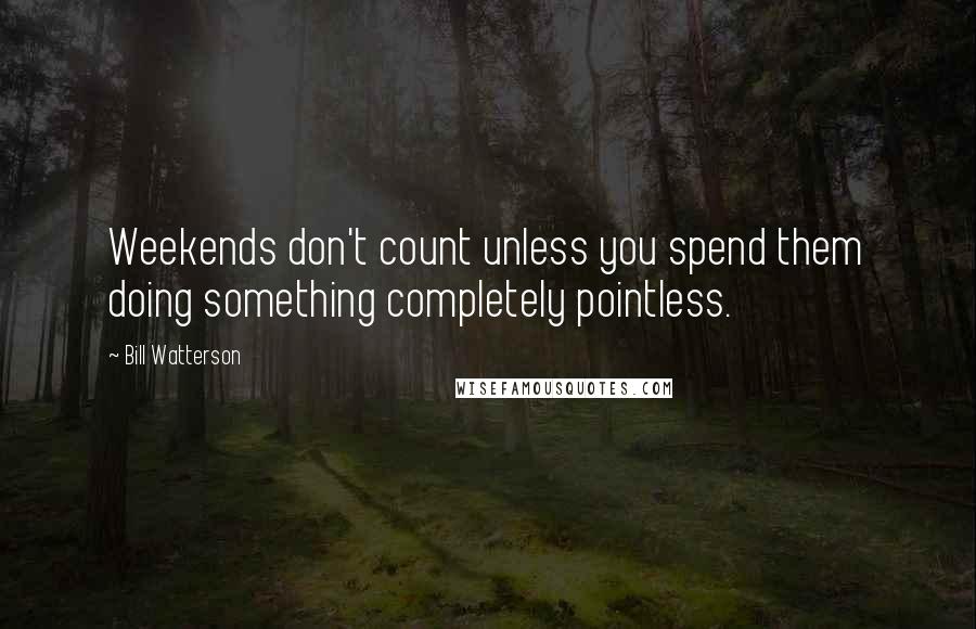 Bill Watterson Quotes: Weekends don't count unless you spend them doing something completely pointless.