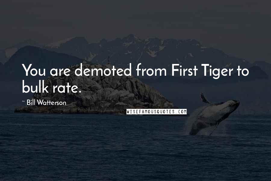 Bill Watterson Quotes: You are demoted from First Tiger to bulk rate.