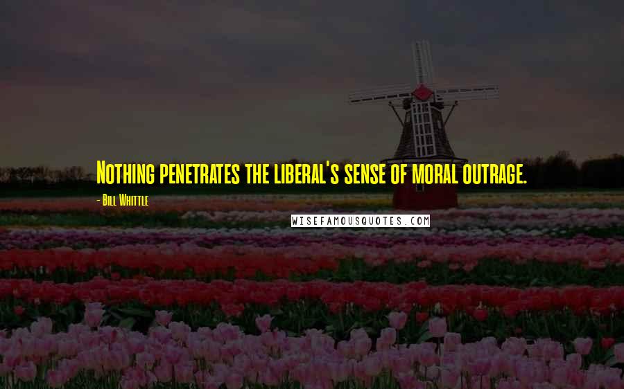 Bill Whittle Quotes: Nothing penetrates the liberal's sense of moral outrage.