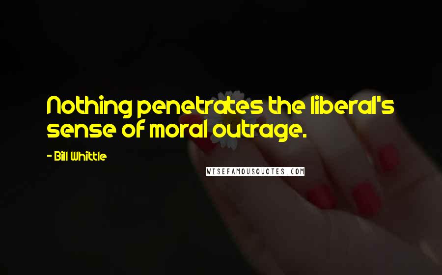 Bill Whittle Quotes: Nothing penetrates the liberal's sense of moral outrage.