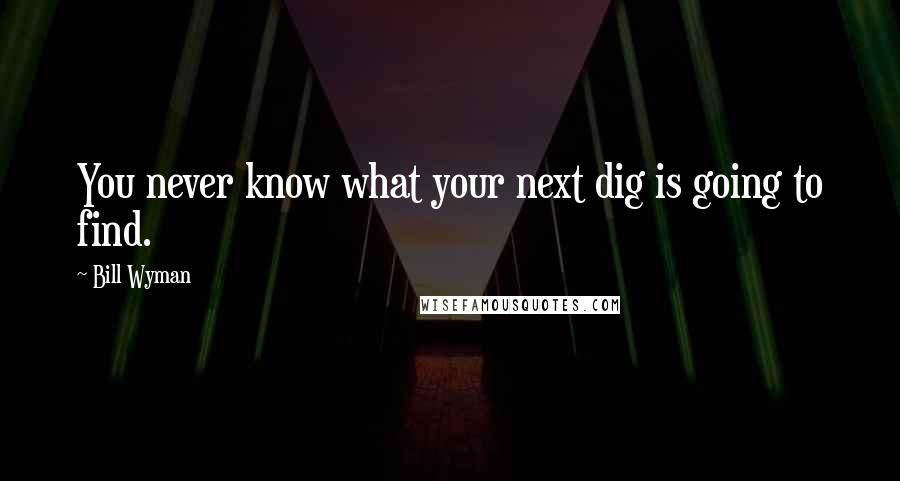 Bill Wyman Quotes: You never know what your next dig is going to find.