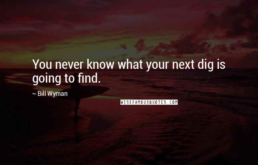 Bill Wyman Quotes: You never know what your next dig is going to find.