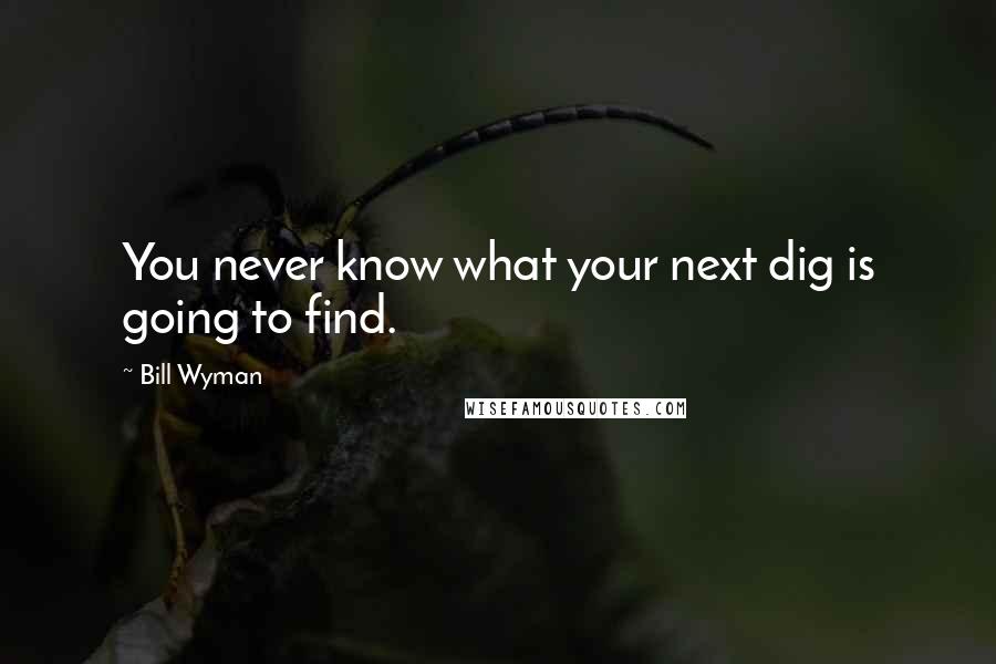 Bill Wyman Quotes: You never know what your next dig is going to find.