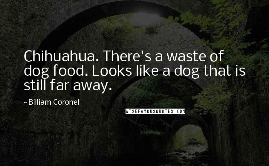 Billiam Coronel Quotes: Chihuahua. There's a waste of dog food. Looks like a dog that is still far away.