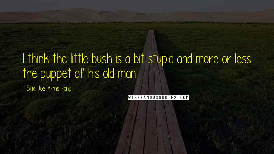 Billie Joe Armstrong Quotes: I think the little bush is a bit stupid and more or less the puppet of his old man.